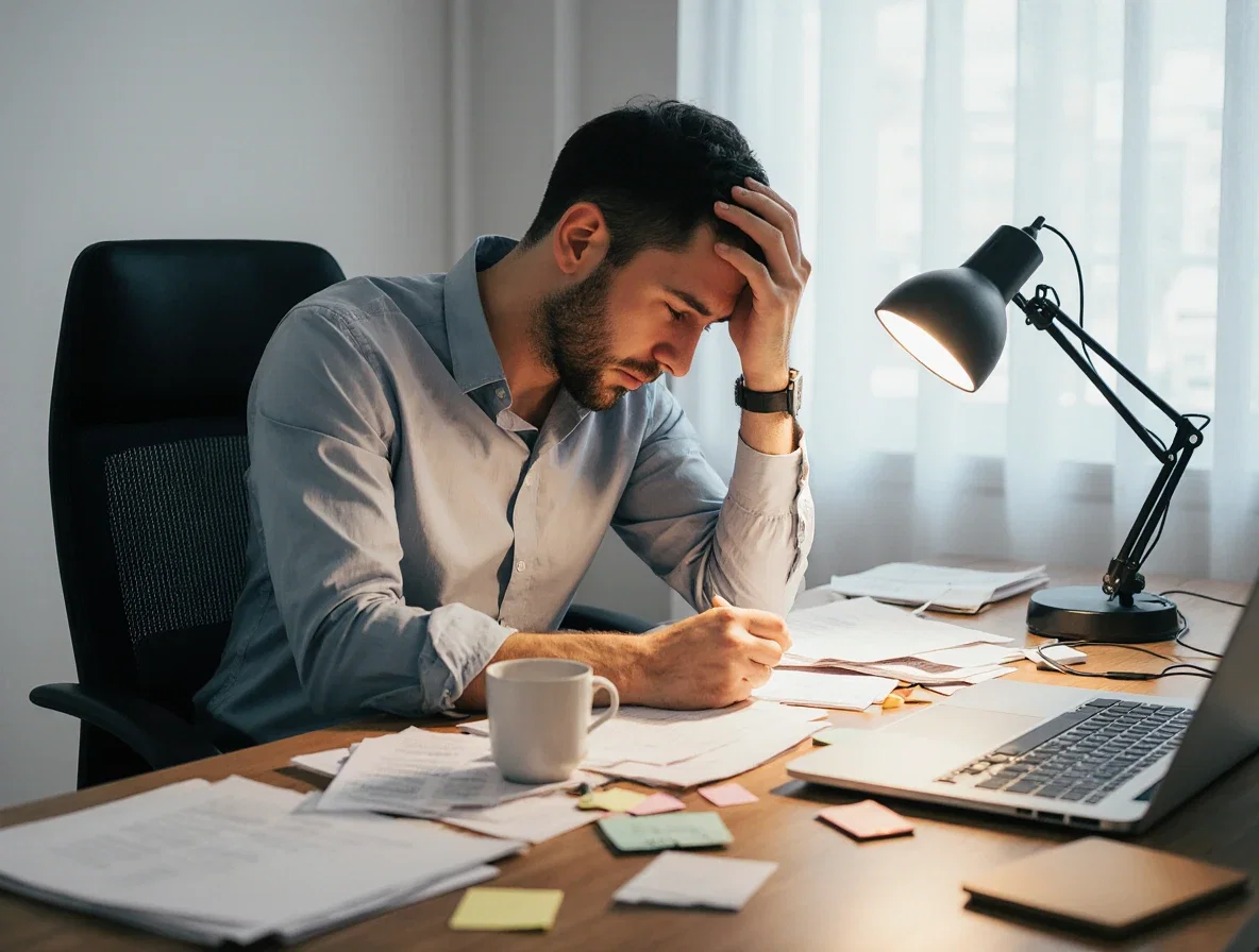 a-tired-and-overwhelmed-small-business-owner-sitting-at-a-cluttered-desk-in-a-simple-office-he-is-w-4qugqm7a04lcphvd2vnm-2.webp Unavený podnikatel nestíhá svou práci.